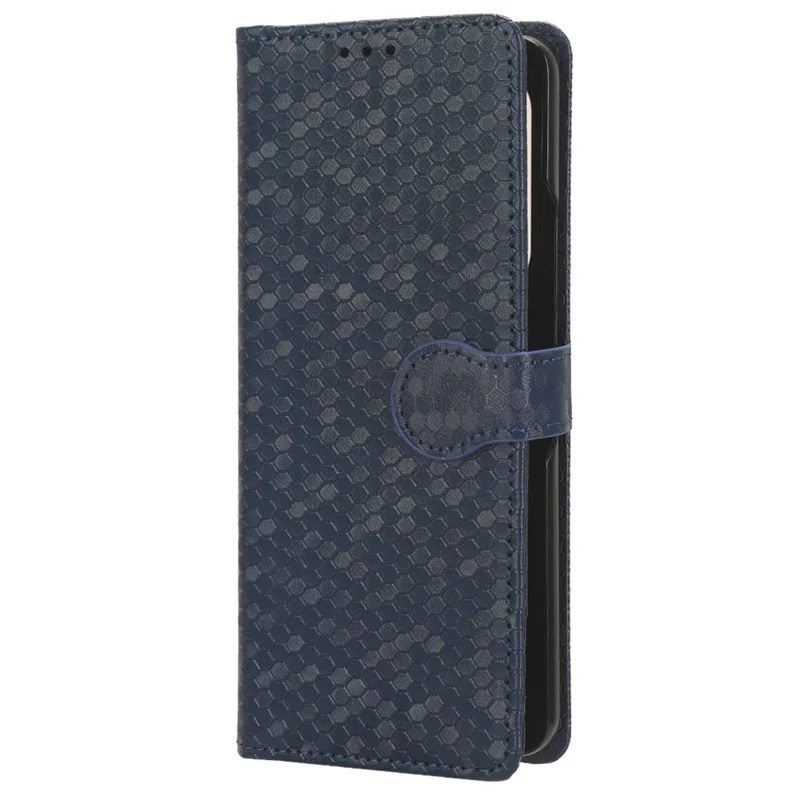 Wallet Shell for Samsung Galaxy Z Fold5 5G Imprinted Dot Pattern Phone Cover PU Leather Stand Case - Dark Blue