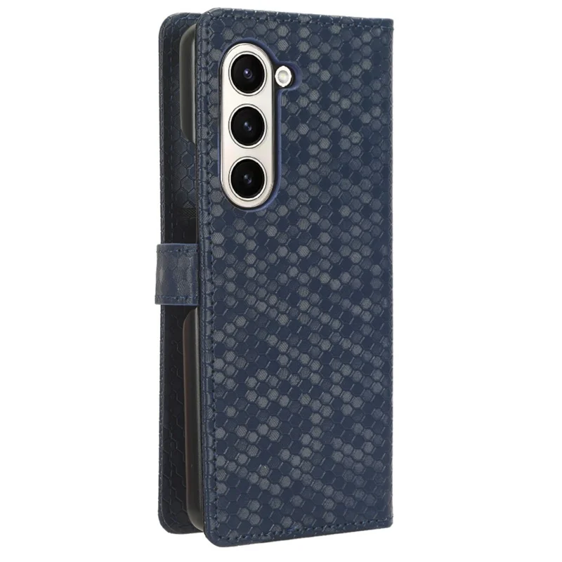 Wallet Shell for Samsung Galaxy Z Fold5 5G Imprinted Dot Pattern Phone Cover PU Leather Stand Case - Dark Blue