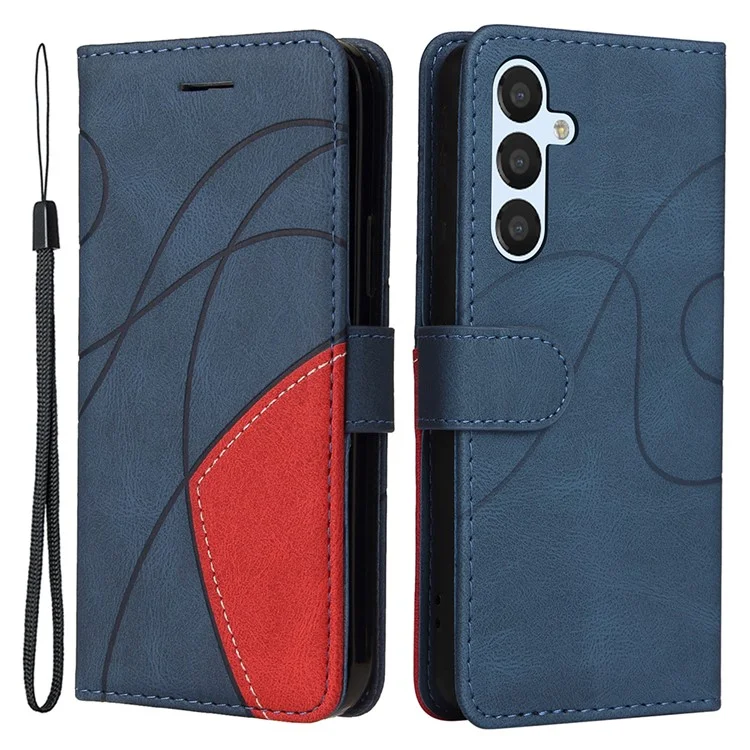 KT Leather Series-1 Per Samsung Galaxy A25 5G (Globale) (161,0 x 76,5 x 8,3 mm) Custodia Portafoglio Bifacciale a Contrasto - Blu