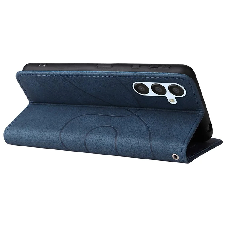 KT Leather Series-1 Per Samsung Galaxy A25 5G (Globale) (161,0 x 76,5 x 8,3 mm) Custodia Portafoglio Bifacciale a Contrasto - Blu