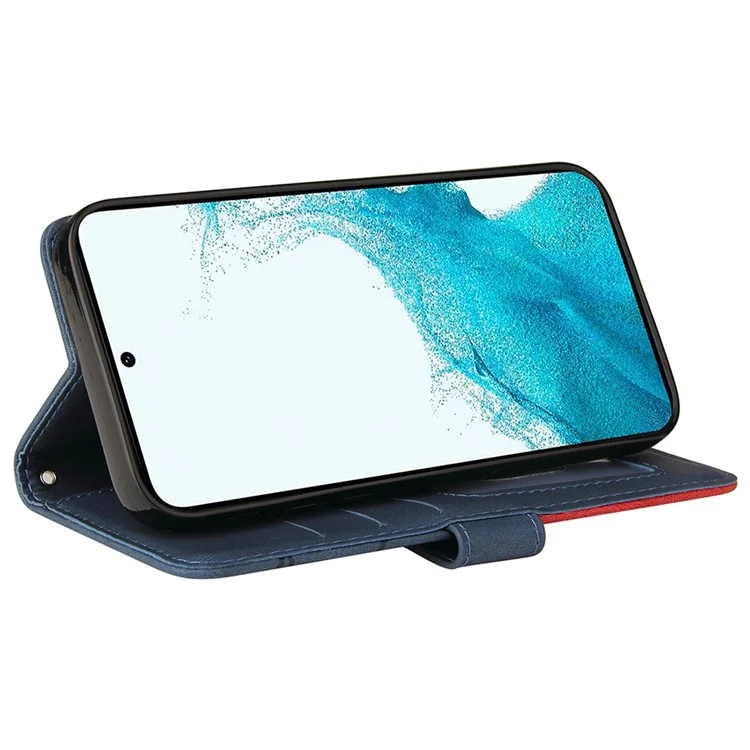 KT Leather Series-1 Per Samsung Galaxy A25 5G (Globale) (161,0 x 76,5 x 8,3 mm) Custodia Portafoglio Bifacciale a Contrasto - Blu
