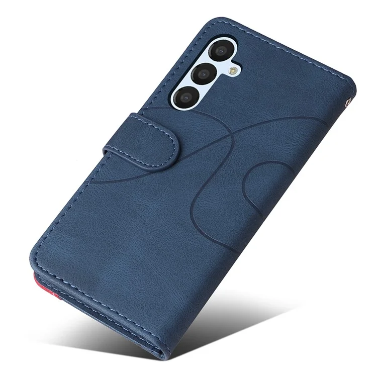 KT Leather Series-1 Per Samsung Galaxy A25 5G (Globale) (161,0 x 76,5 x 8,3 mm) Custodia Portafoglio Bifacciale a Contrasto - Blu