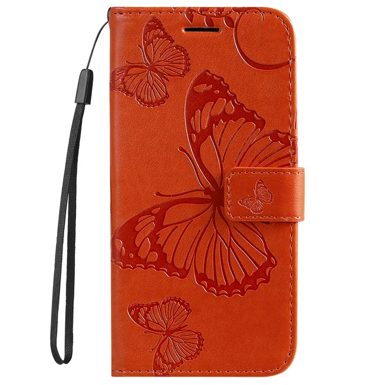 For Samsung Galaxy S23 FE Wallet Case Floral Butterfly Imprinted Leather Phone Cover Stand - Orange