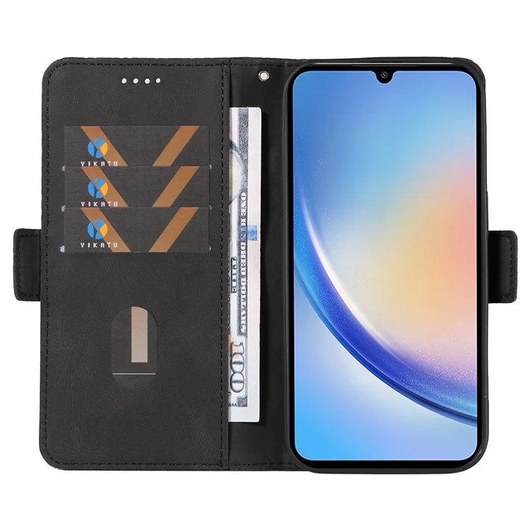 Pour Samsung Galaxy A25 5G (Global) (161,0 x 76,5 x 8,3 mm) Splicing PU Leather Phone Case - Noir