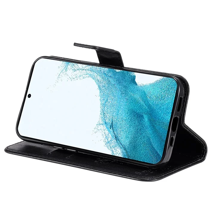 For Samsung Galaxy A25 5G (Global) (161.0 x 76.5 x 8.3mm) Phone Case with Stand Cat Tree Pattern Leather Wallet Mobile Cover  - Black