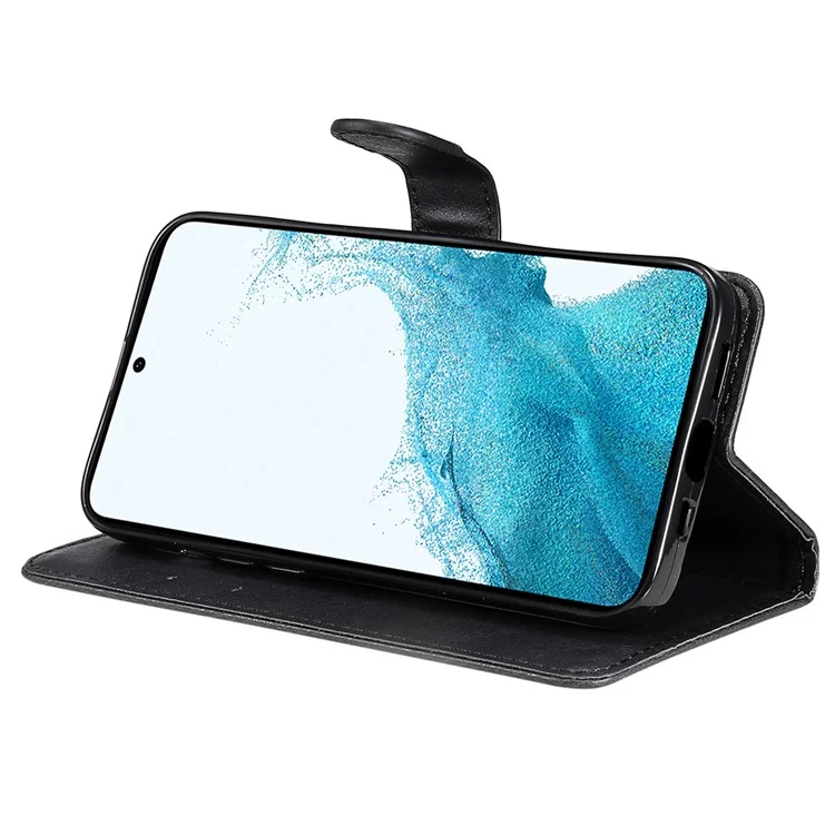 KT Leather Series-2 Per Samsung Galaxy A25 5G (Globale) (161.0 x 76.5 x 8.3mm) Portafoglio Stand Custodia in Pelle PU - Nero