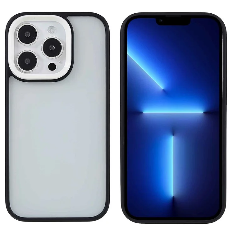 FULEXIN For iPhone 15 Pro Skin-touch Phone Case Colorful TPU Frame+PC Shockproof Cover - Black