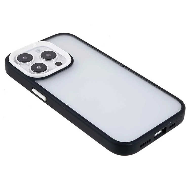 FULEXIN For iPhone 15 Pro Skin-touch Phone Case Colorful TPU Frame+PC Shockproof Cover - Black