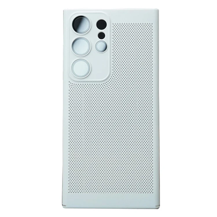 Für Samsung Galaxy S23 Ultra atmungsaktive wärmeableitende Mesh-Handyhülle Harte PC-Slim-Handyhülle - Weiß