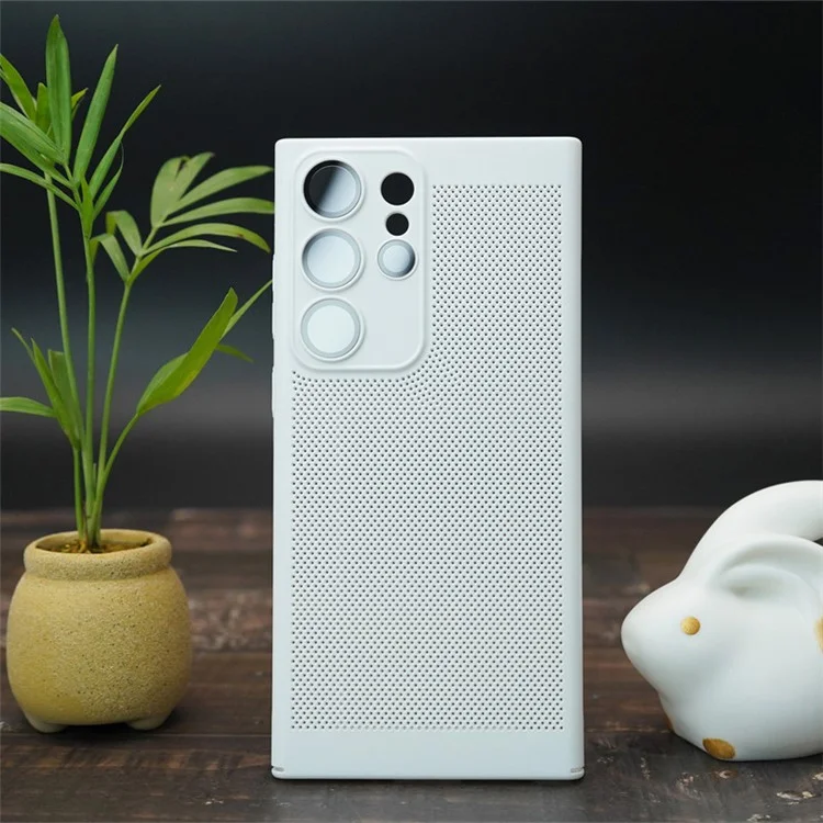 Für Samsung Galaxy S23 Ultra atmungsaktive wärmeableitende Mesh-Handyhülle Harte PC-Slim-Handyhülle - Weiß