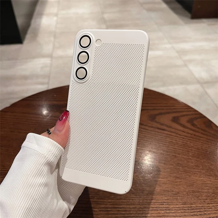 Cover rigida per PC per Samsung Galaxy S22 5G Breathable Heat Dissipating Mesh Phone Case - Bianco