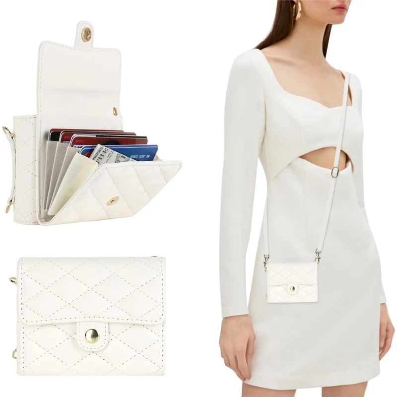 ZD 03 Phone Case for Samsung Galaxy Z Flip5 5G PU Leather + PC RFID Blocking Wallet Cover with Strap - White