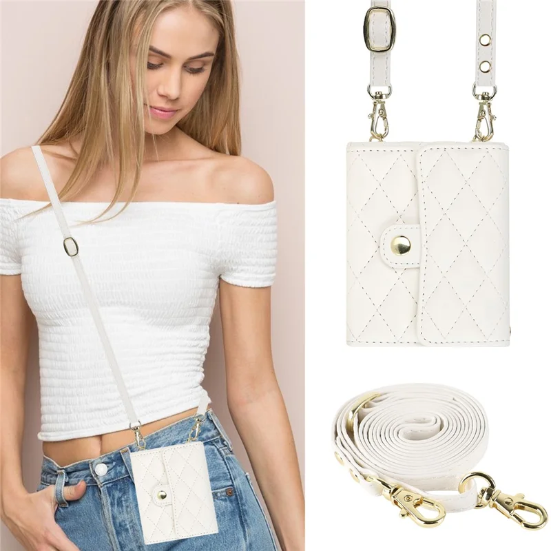 ZD 03 Phone Case for Samsung Galaxy Z Flip5 5G PU Leather + PC RFID Blocking Wallet Cover with Strap - White