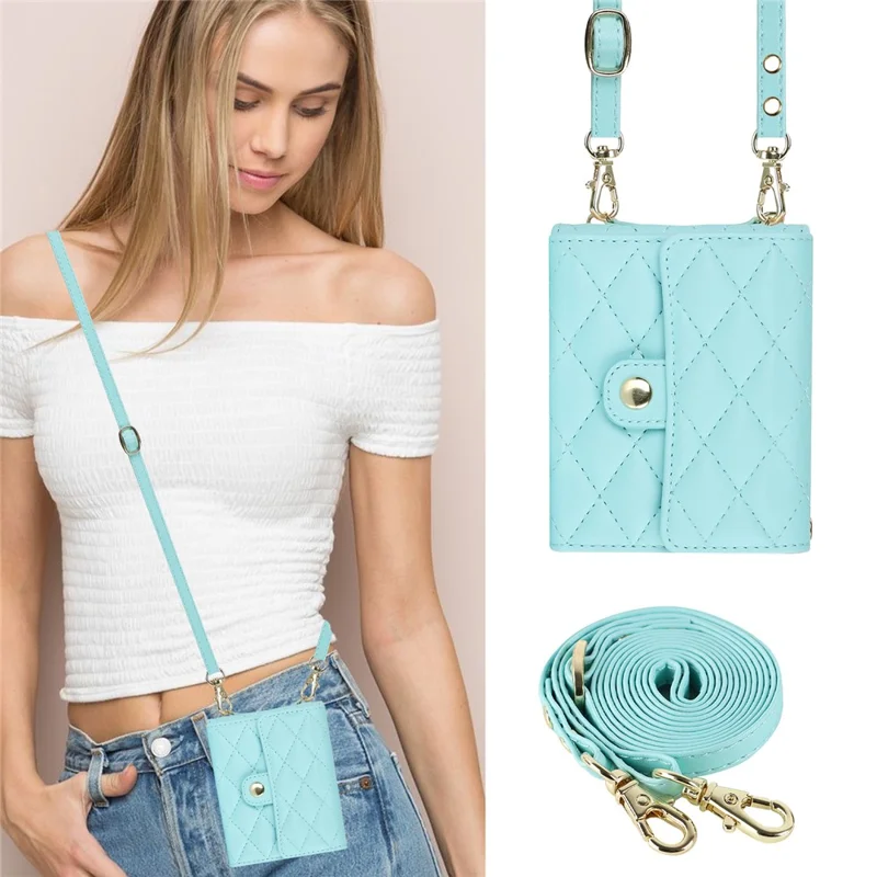 ZD 03 Phone Case for Samsung Galaxy Z Flip5 5G PU Leather + PC RFID Blocking Wallet Cover with Strap - Blue