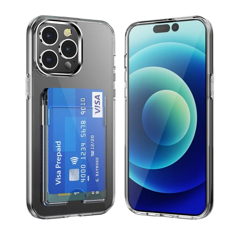 Custodia per iPhone 15 Pro Card Holder Drop Protection Phone Shell Clear TPU+PC+Acrilico Cover per Telefono Cellulare