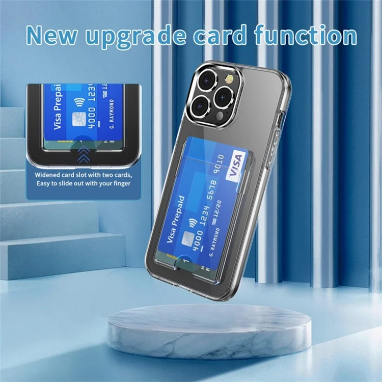Custodia per iPhone 15 Pro Card Holder Drop Protection Phone Shell Clear TPU+PC+Acrilico Cover per Telefono Cellulare