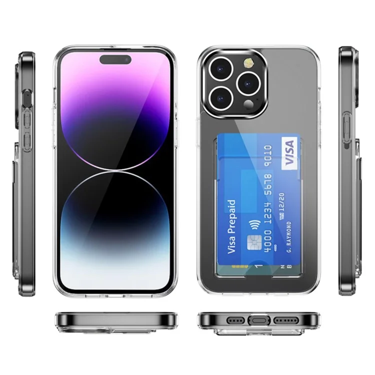 Custodia per iPhone 15 Pro Card Holder Drop Protection Phone Shell Clear TPU+PC+Acrilico Cover per Telefono Cellulare