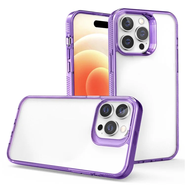 Pour iPhone 15 Pro Soft TPU + Hard PC Phone Case Anti-Jaunissement Coque de Téléphone Antichoc - Violet