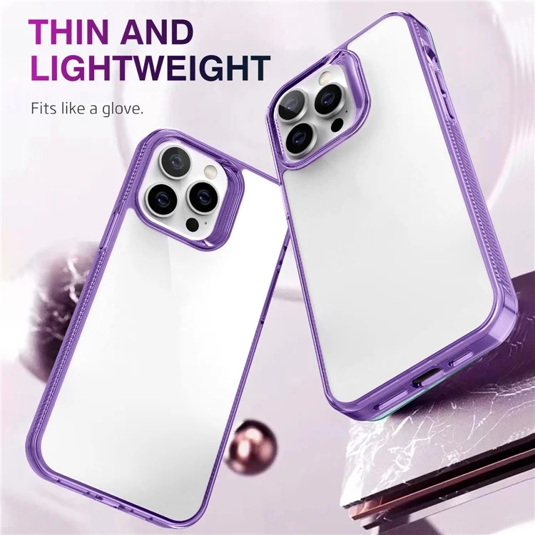 Pour iPhone 15 Pro Soft TPU + Hard PC Phone Case Anti-Jaunissement Coque de Téléphone Antichoc - Violet