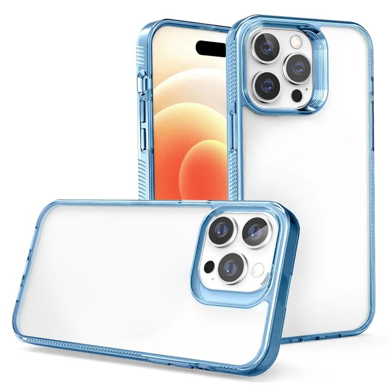 Shockproof Case for iPhone 15 Pro Max Anti-Yellowing Soft TPU + Hard PC Phone Case - Blue