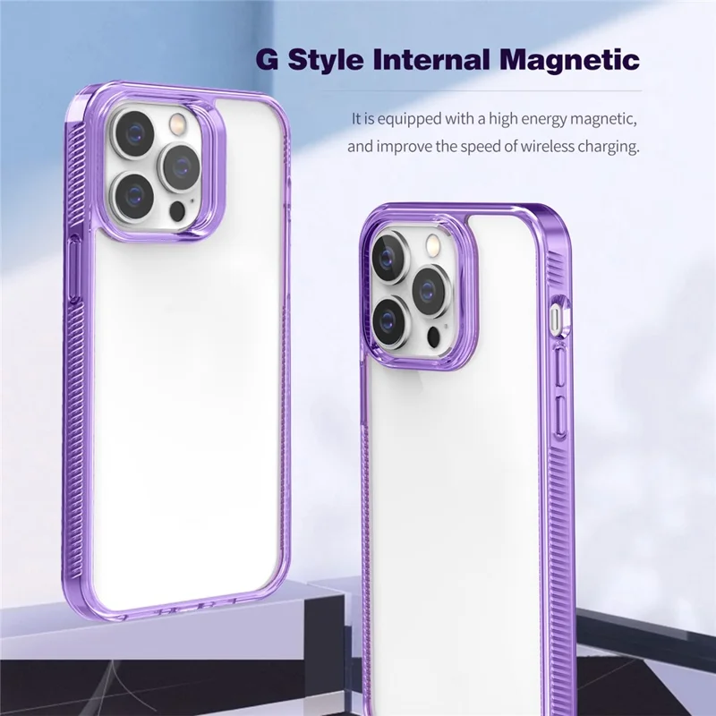 Shockproof Case for iPhone 15 Pro Max Anti-Yellowing Soft TPU + Hard PC Phone Case - Blue