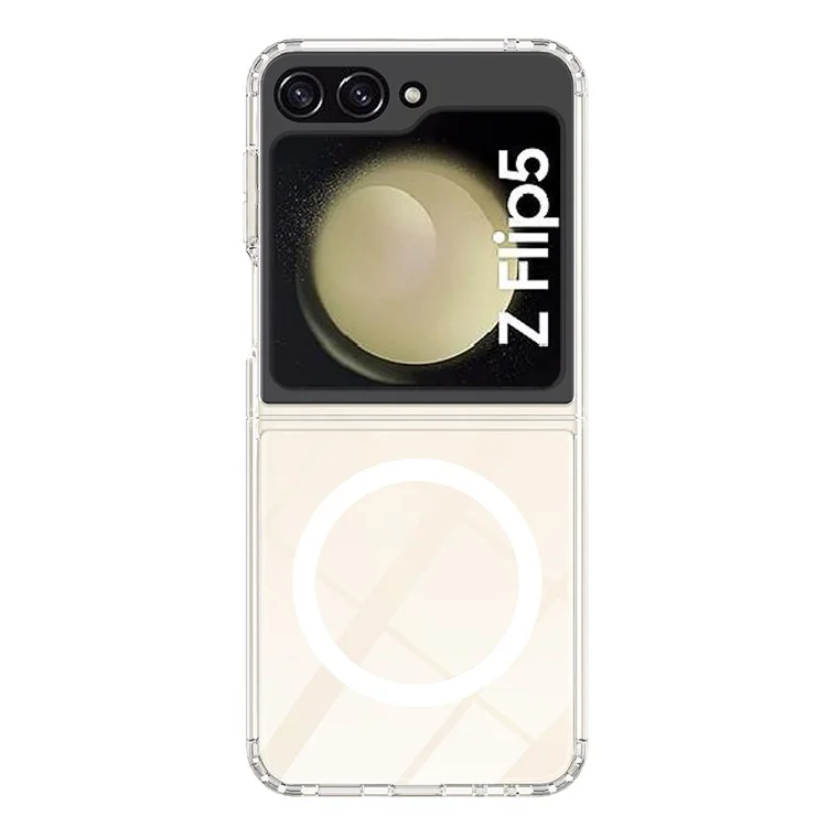 For Samsung Galaxy Z Flip5 5G Transparent Phone Case Acrylic+TPU Phone Cover Compatible with MagSafe