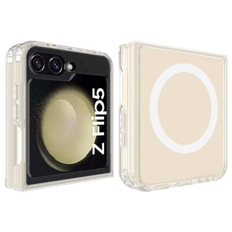 For Samsung Galaxy Z Flip5 5G Transparent Phone Case Acrylic+TPU Phone Cover Compatible with MagSafe