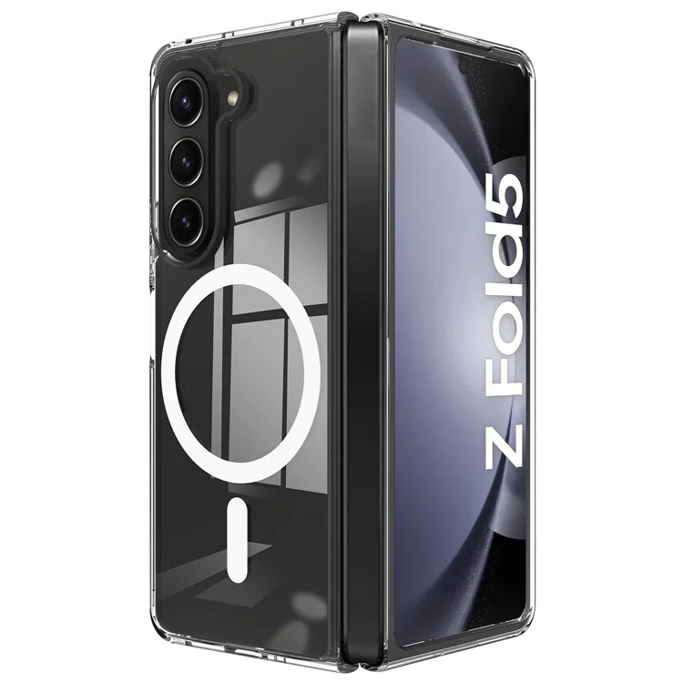 For Samsung Galaxy Z Fold5 5G Magnetic Case Compatible with MagSafe Acrylic+TPU Clear Phone Cover