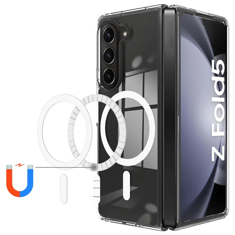 For Samsung Galaxy Z Fold5 5G Magnetic Case Compatible with MagSafe Acrylic+TPU Clear Phone Cover