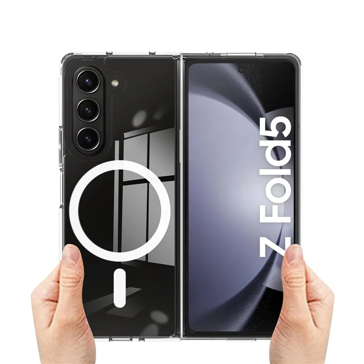 For Samsung Galaxy Z Fold5 5G Magnetic Case Compatible with MagSafe Acrylic+TPU Clear Phone Cover