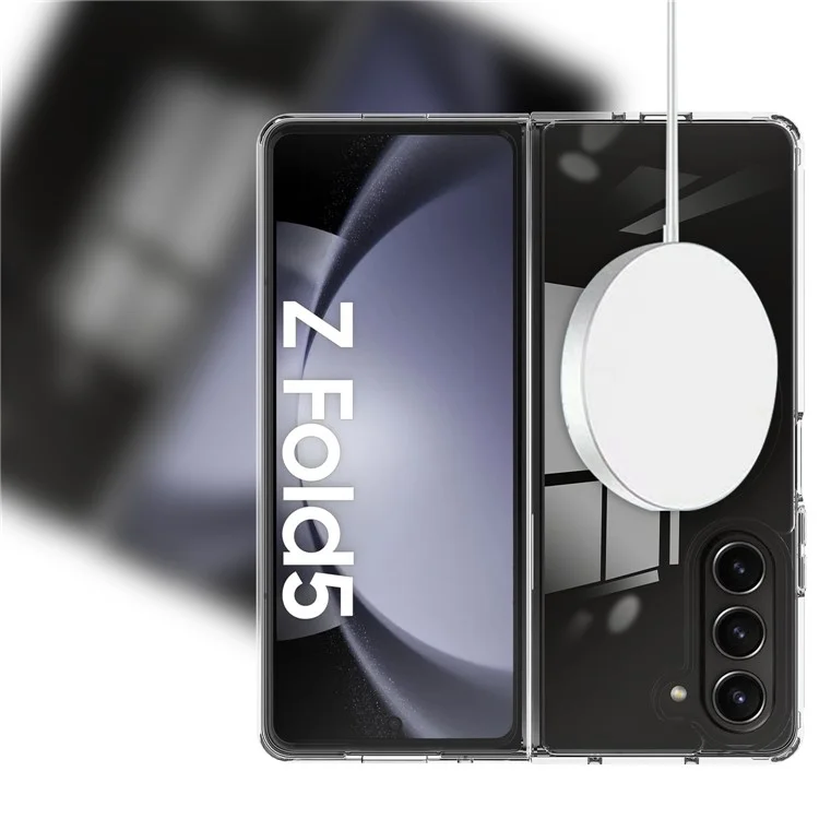 For Samsung Galaxy Z Fold5 5G Magnetic Case Compatible with MagSafe Acrylic+TPU Clear Phone Cover
