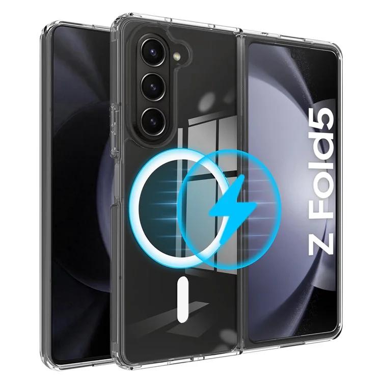 For Samsung Galaxy Z Fold5 5G Magnetic Case Compatible with MagSafe Acrylic+TPU Clear Phone Cover