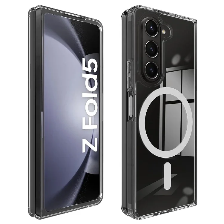For Samsung Galaxy Z Fold5 5G Magnetic Case Compatible with MagSafe Acrylic+TPU Clear Phone Cover