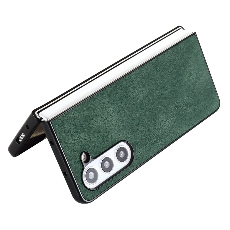 For Samsung Galaxy Z Fold5 5G Retro Texture Folding Phone Case PU Leather Coated PC Phone Cover - Green