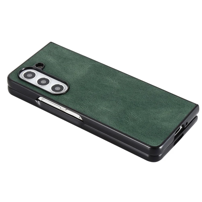 For Samsung Galaxy Z Fold5 5G Retro Texture Folding Phone Case PU Leather Coated PC Phone Cover - Green
