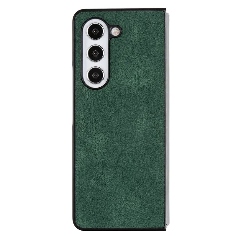 For Samsung Galaxy Z Fold5 5G Retro Texture Folding Phone Case PU Leather Coated PC Phone Cover - Green