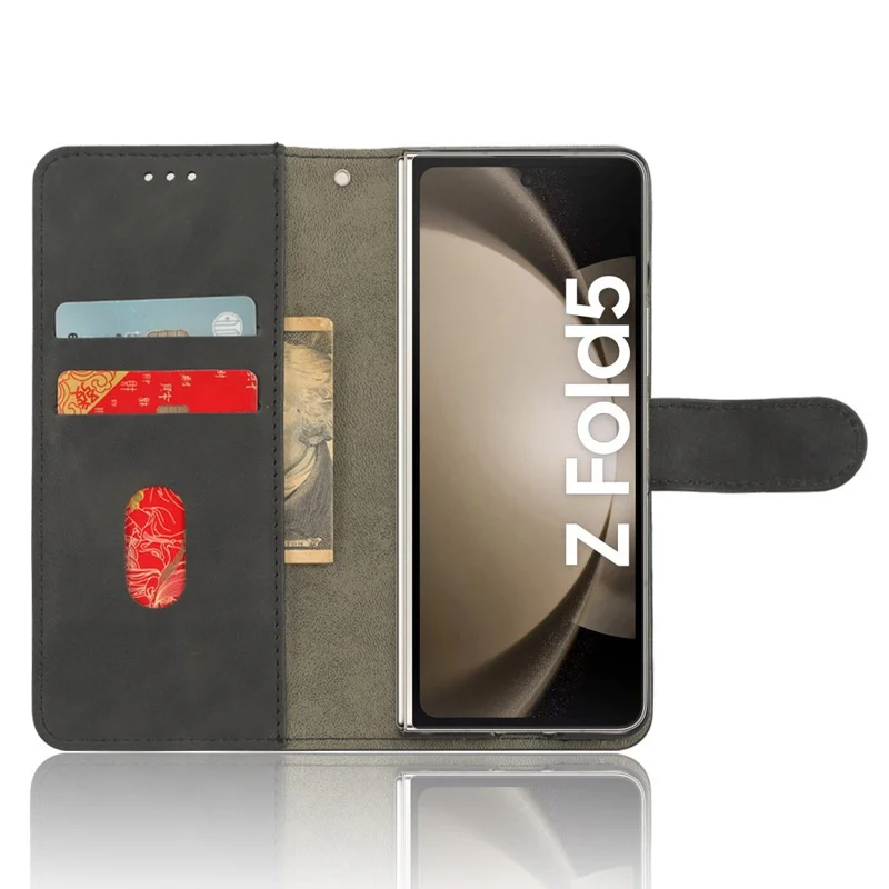 For Samsung Galaxy Z Fold5 5G Wallet PU Leather Case Stand Skin-touch Full Protection Phone Cover - Black