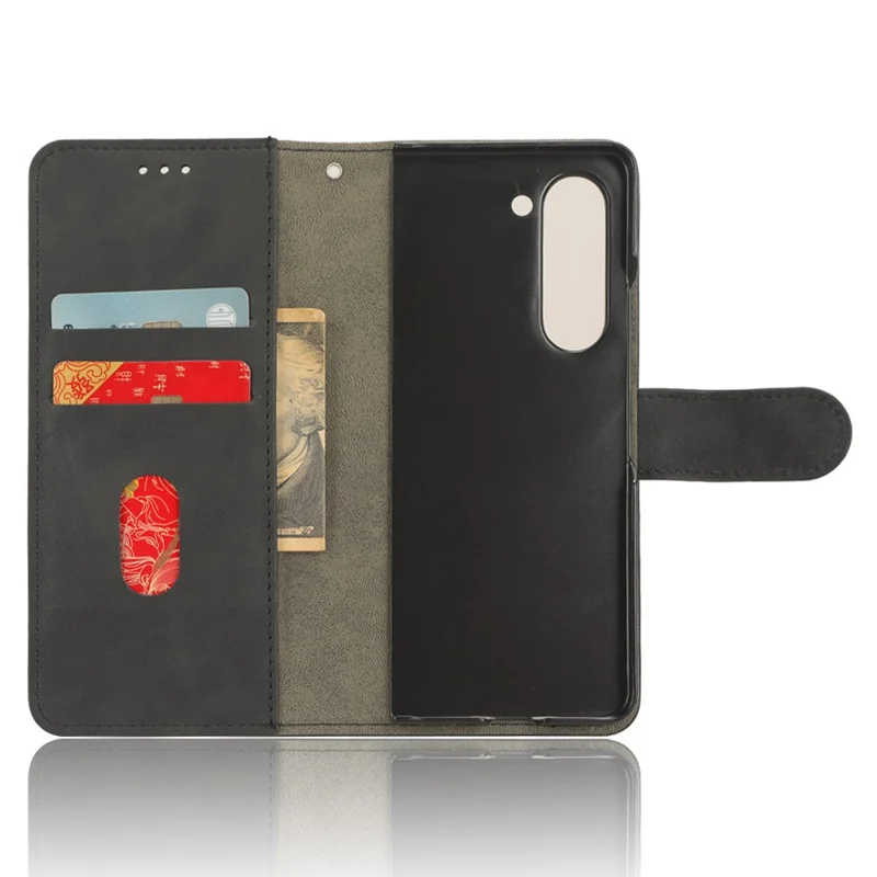 For Samsung Galaxy Z Fold5 5G Wallet PU Leather Case Stand Skin-touch Full Protection Phone Cover - Black
