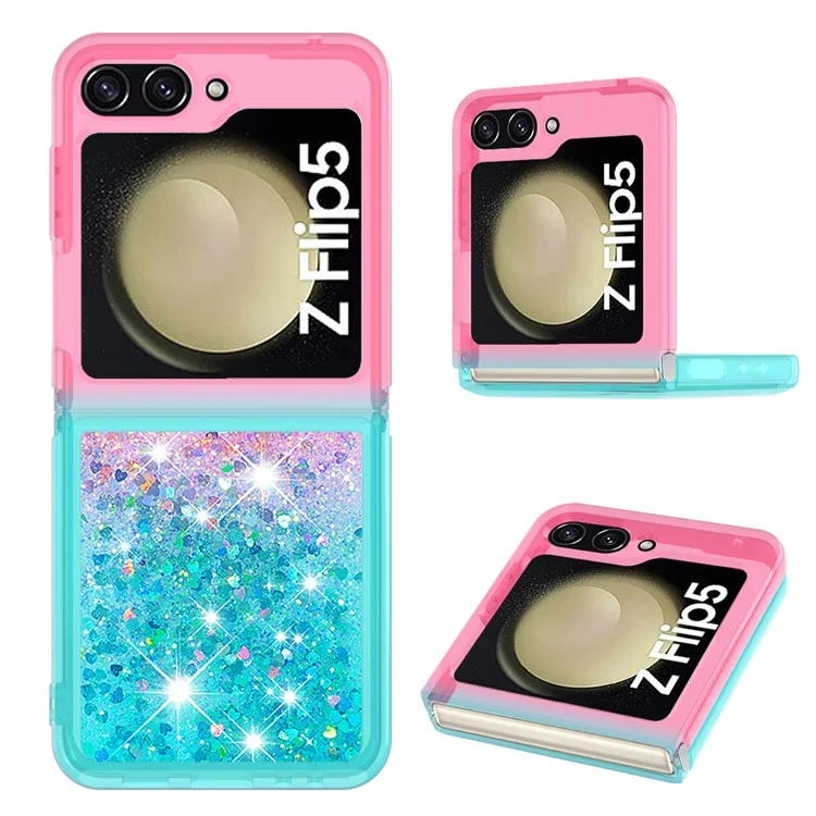 For Samsung Galaxy Z Flip5 5G TPU Case Gradient Quicksand Phone Back Cover - Pink  /  Sky Blue