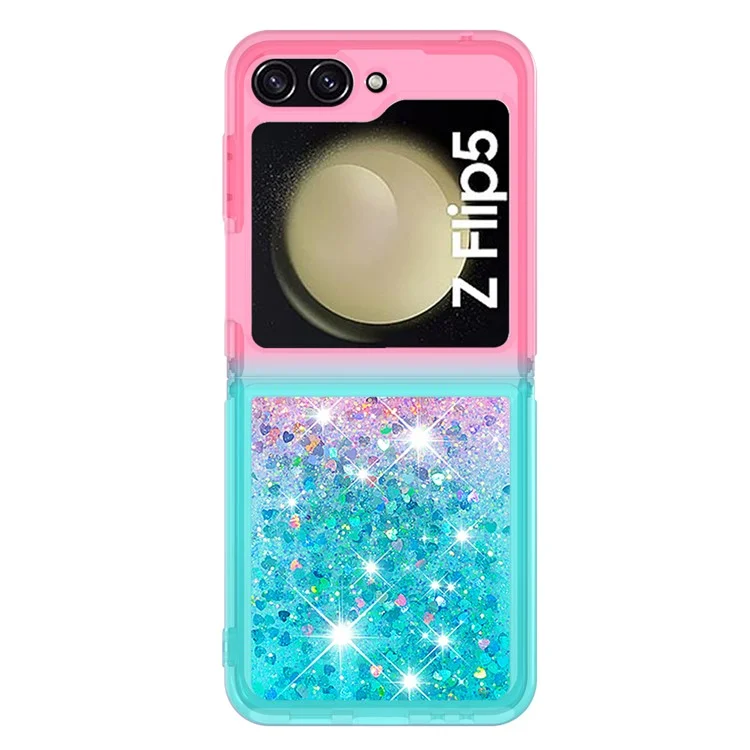 For Samsung Galaxy Z Flip5 5G TPU Case Gradient Quicksand Phone Back Cover - Pink  /  Sky Blue