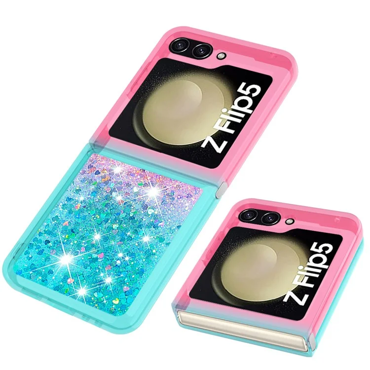For Samsung Galaxy Z Flip5 5G TPU Case Gradient Quicksand Phone Back Cover - Pink  /  Sky Blue