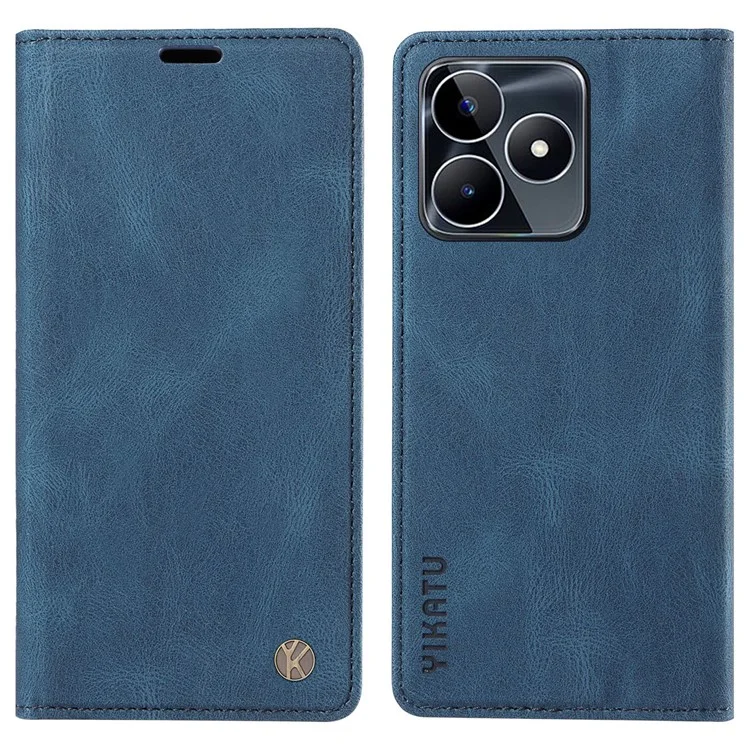 YIKATU YK-004 para Realme C53 (Global) / C53 (India) / C51 Funda de teléfono magnética de absorción automática de cuero sintético con soporte tipo cartera - Azul