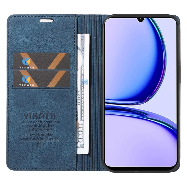 YIKATU YK-004 para Realme C53 (Global) / C53 (India) / C51 Funda de teléfono magnética de absorción automática de cuero sintético con soporte tipo cartera - Azul