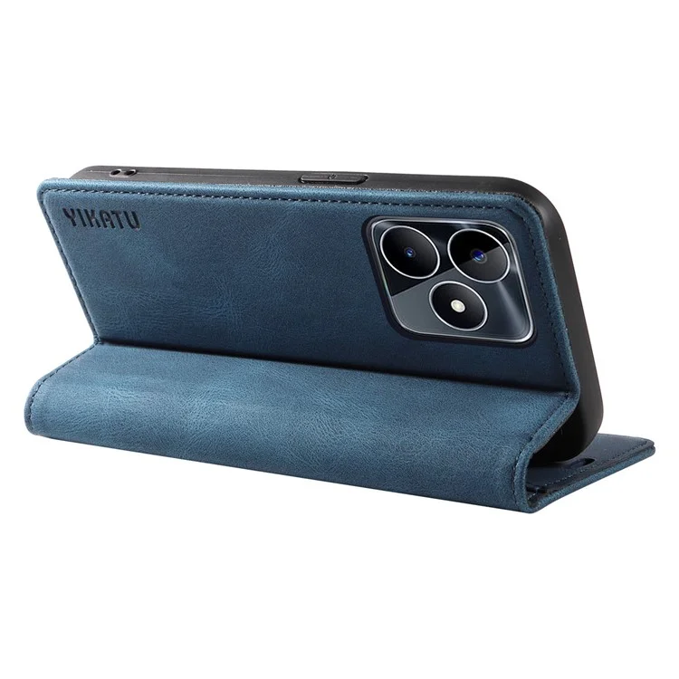 YIKATU YK-004 para Realme C53 (Global) / C53 (India) / C51 Funda de teléfono magnética de absorción automática de cuero sintético con soporte tipo cartera - Azul