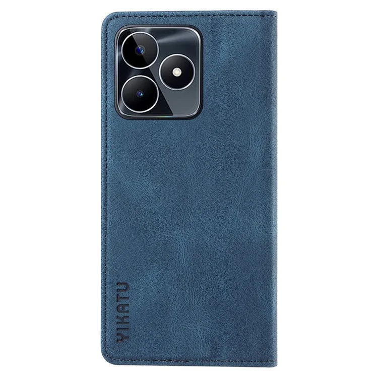 YIKATU YK-004 para Realme C53 (Global) / C53 (India) / C51 Funda de teléfono magnética de absorción automática de cuero sintético con soporte tipo cartera - Azul