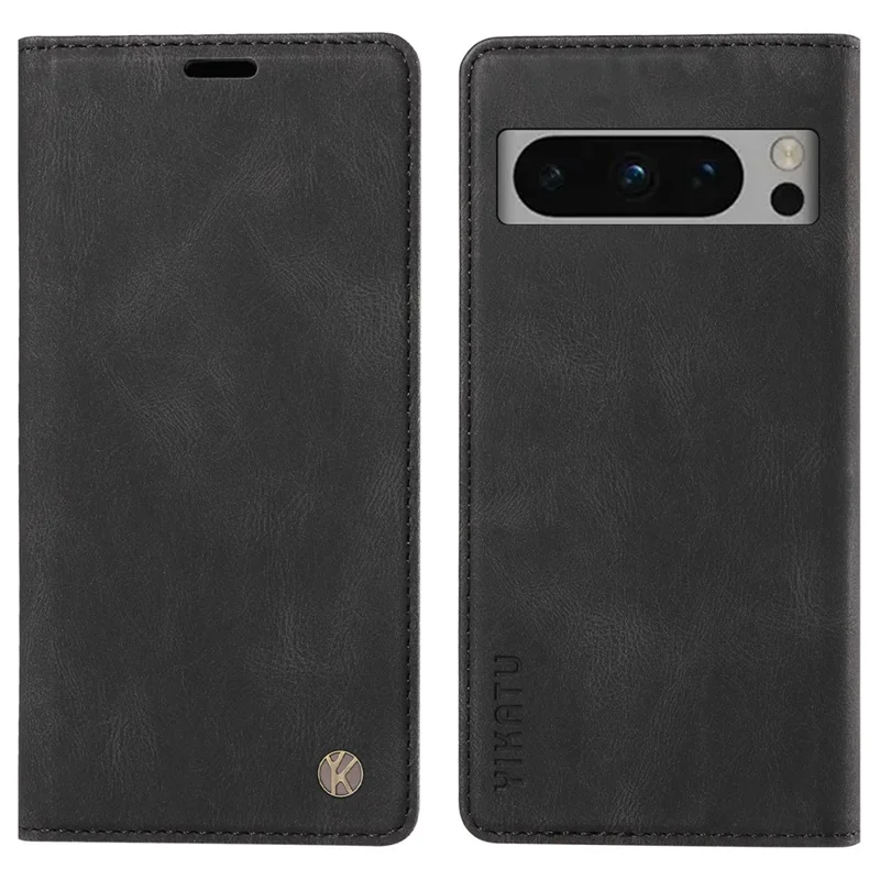 YIKATU YK-004 For Google Pixel 8 Pro Skin-touch Leather Cover Viewing Stand Shell Wallet Phone Case - Black