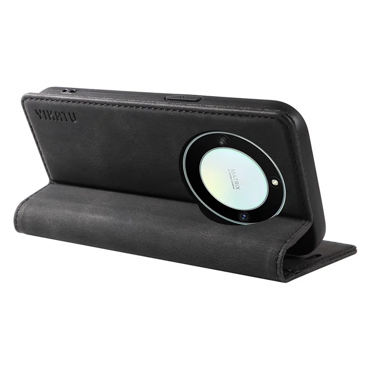 YIKATU YK-004 Per Honor X40 5G / X9a 5G / Magic5 Lite 5G Custodia in pelle antiurto con portafoglio e supporto - Nero