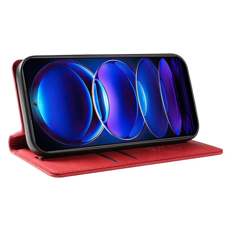 YIKATU YK-004 Para Xiaomi Redmi Note 12 5G (China) / (India) / (Global) / Poco X5 5G Funda de Cartera Libro con Tapa de Piel Sintética Táctil - Rojo