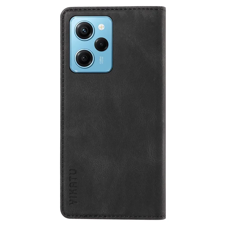 YIKATU YK-004 For Xiaomi Poco X5 Pro 5G / Redmi Note 12 Pro Speed 5G / Note 12 Pro 5G Leather Phone Case Flip Stand Cover - Black