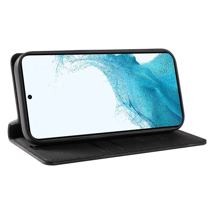 YIKATU YK-004 Capa de Couro Toque de Pele para Samsung Galaxy S22 5G, Capa de Carteira Magnética de Suporte de Telefone - Preto